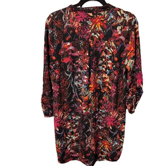 Cupio Floral Button-Down Adjustable Sleeve Lightweight Blouse - Picture 4 of 4